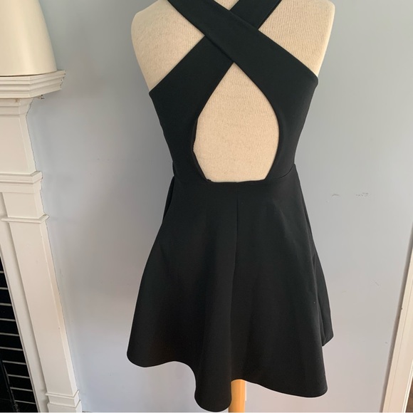 Francesca’s black tank dress LBD cross-back, fit n flare skater skirt & pockets! - Picture 6 of 7